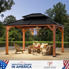 11&prime; x 13&prime; Cedar Wood Framed Hardtop Gazebo with Galvanized Steel Double Roof
