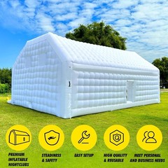 Sewinfla 30x20x13Ft Inflatable Nightclub 2×680W Blowers White Party Tent