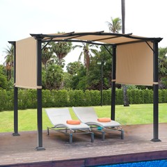8&prime; x 10&prime; Steel Frame Fabric Outdoor Gazebo Retractable Canopy Shade Awning