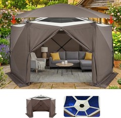 13×13 ft 6 Sided Pop up Gazebo Screen Tent Sun Shelter Camping Canopy Outdoor
