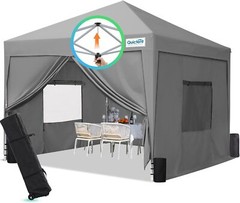 Quictent Waterproof 8×8 Pop up Canopy Tent with Sidewalls and Roll-up Windows