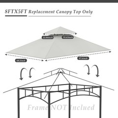 Grill Gazebo Replacement Top 5 * 8 Outdoor BBQ Top Cover Double Layer BBQ
