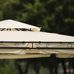 VIRUBI 9.7ft.Lx9.7ft. W Outdoor Canopy Patio Gazebo Steel Vented Top with Privac