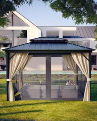 12 x 14 ft Hardtop Gazebo, All Weather Patio Gazebos with Aluminum Alloy Frame