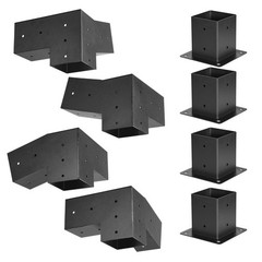 VEVOR 4×4&Prime; Pergola Bracket Kit Inner 3.5×3.5 3-Way Slanted Brackets with Bases