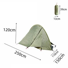 PU3000 Waterproof Single Person Tent 210T Polyester Fabric Aluminum Pole