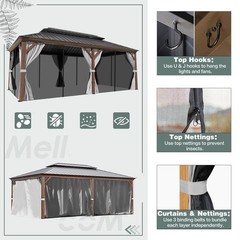 12&rsquo;x20&prime; Hardtop – Aluminum Frame, Double Roof, Curtains & Net, Wooden Coated