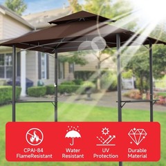 Outdoor BBQ Grill Gazebo Replacement Canopy Top – 5&prime; x 8&prime; Waterproof Double Tier
