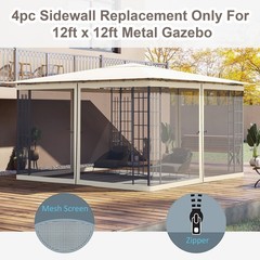 Universal Adjustable Replacement Mesh Netting for 13&prime; x 13&prime; Gazebo Black Solid
