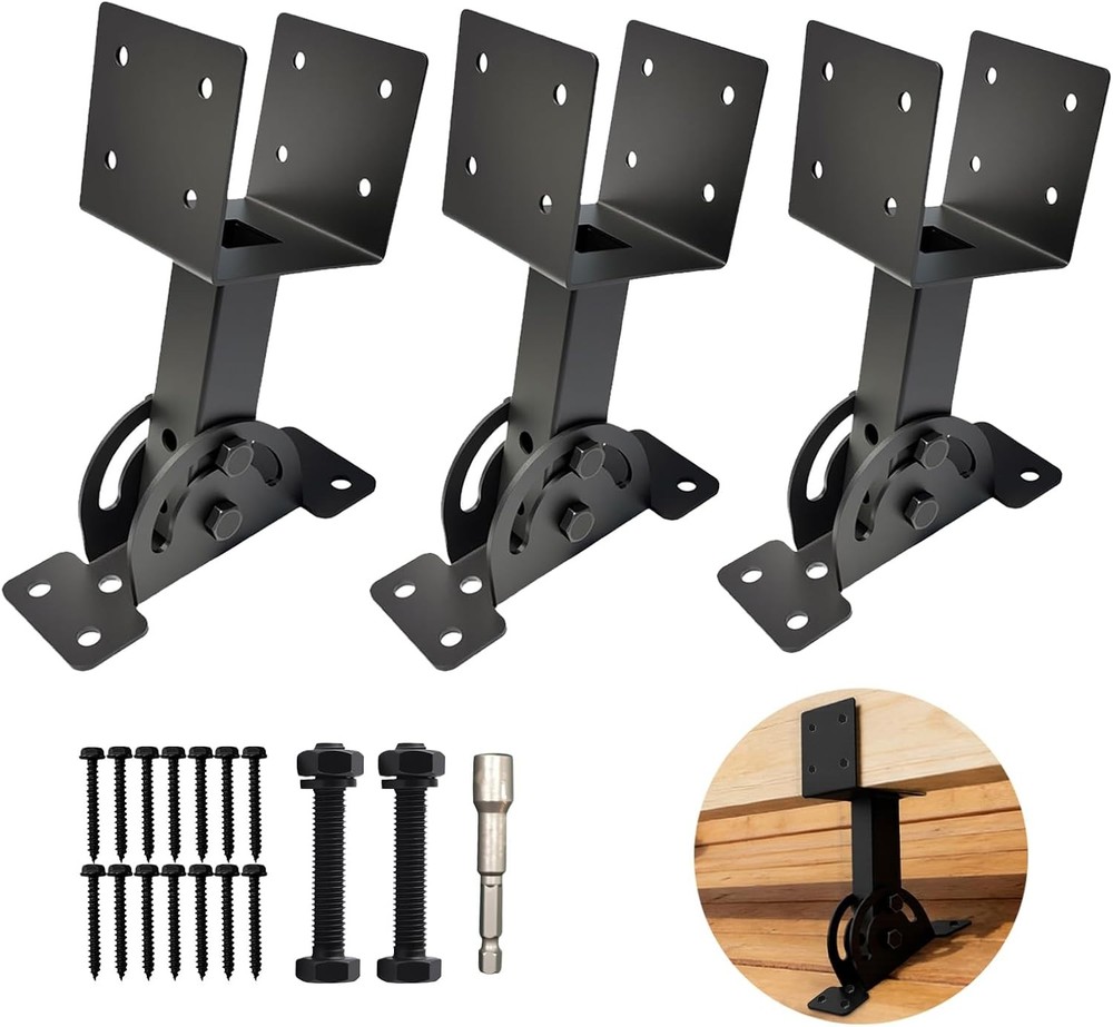 3 Pcs Heavy Duty Roof Riser Brackets Kit 4×4 Adjustable Height Angle Pergola