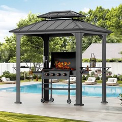 Grill Gazebo 6&prime; X 8&prime; Galvanized Steel Roof with Shelves and Paper Towel Holder