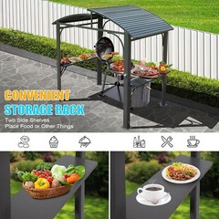 8&prime; x5&prime; Outdoor BBQ Gazebo Grill Canopy Pergolas Double Roof +2 Side Shelves Gray