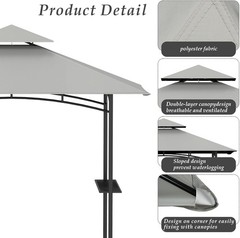Grill Gazebo Replacement Top 5 * 8 Outdoor BBQ Top Cover Double Layer BBQ