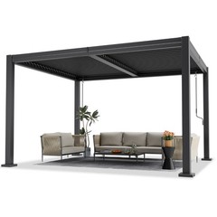 10X12 Louvered Pergola Outdoor Rustproof Shelter with Adjustable Roof for Deck