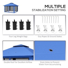 13&prime; x 13&prime; Pop Up Canopy w/ Netting, Weight Bags, Adjustable Height Blue