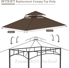 Grill Gazebo Replacement Top, 5 * 8 Outdoor BBQ Gazebo Top Cover, Double Layer B
