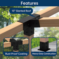Pergola Bracket Kit 4X4, Including 1 Wall Base, 1 105 ° 4-Way and 1 Bases, 1 Set