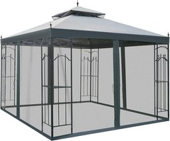 11.5&prime; x 11.5&prime; Outdoor Retractable Pergola Canopy Metal Patio Gray Shade Shelter