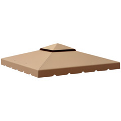 Outsunny 10&rsquo;x10&prime; Double Roof Gazebo Replacement Canopy Top Cover, Khaki