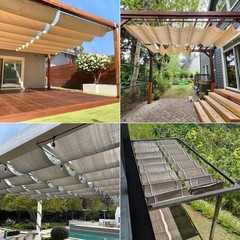 TANG 3&prime; x 16&prime; Pergola Cover Shade Canopy, Retractable 0 3&rsquo;W X 16&rsquo;L, Beige