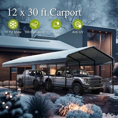 12×30&prime; Metal Carport Heavy Duty Upgraded Reinforce Outdoor Car Shelter Garage