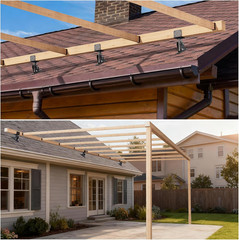 Patio Roof Riser Adjustable & Anchored Angle Pergola Roof Riser Heavy Duty Stain