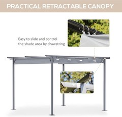 11.5&prime; x 11.5&prime; Outdoor Retractable Pergola Canopy Metal Patio Gray Shade Shelter