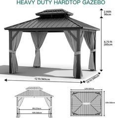 🔥Garvee 10×12 ft Hardtop Gazebo, Outdoor Heavy Duty Galvanized Aluminum Framed