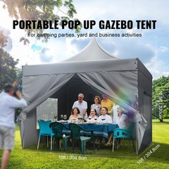 VEVOR Pop Up Canopy Tent Outdoor Gazebo Tent 10x10FT with Sidewalls Dark Gray
