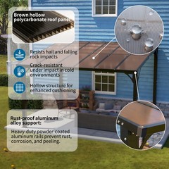 12&rsquo;x10&prime; Outdoor Hardtop Gazebo Patio Pergola with Tinted Polycarbonate Roof