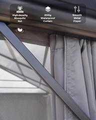 12×20 FT Hardtop Gazebo Aluminum Frame Double Roof with Netting Curtains Outdoor