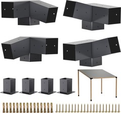 Pergola Kit – 3-Way Slanted Brackets, Powder-Coated, 4&Prime; X 4&Prime; (Actual: 3.5X3.5 In