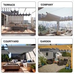 ECOOPTS Gray Waterproof Retractable Pergola Replacement Shade Cover Wave Sail