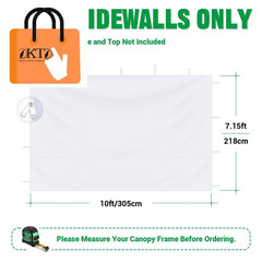 10x10ft Sidewalls for 10×10 Pop Up Canopy Frame, 10X10ft 3PCS, White