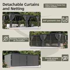 12 x 20 ft Aluminum Outdoor Louvered Pergola With Water-tight Adjustable Roof