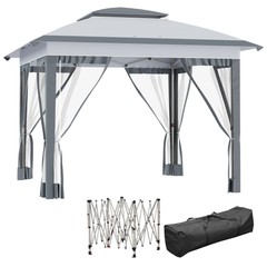 12&prime; x 12&prime; Backyard Party Cabana Gazebo w/ 3-Level Adjustable Height, Gray