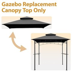 Replacement Grill Gazebo Canopy Top 8×5 FT Gray 300D Polyester Waterproof UV
