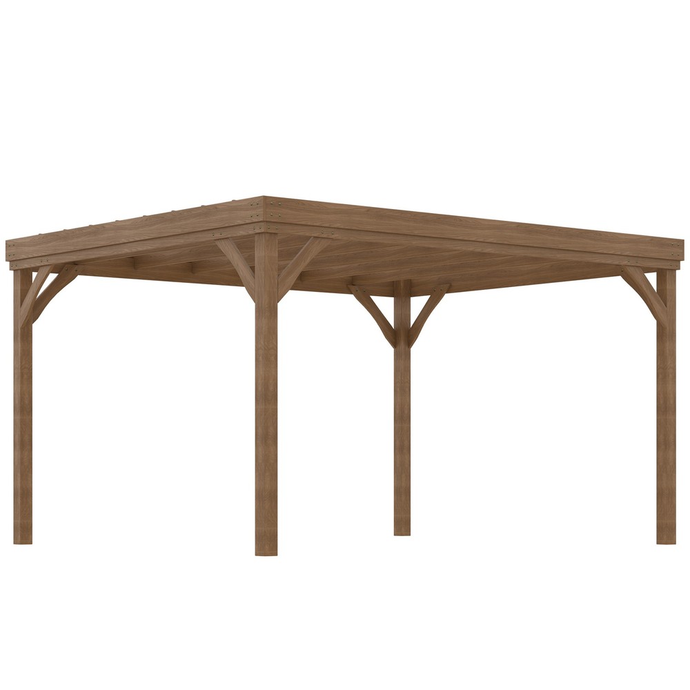 10&prime; x 12&prime; Outdoor Wood Pergola Gazebo with Stable Structure, Brown