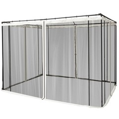Gazebo Mesh Curtain Kit 9.8×9.8ft Size 6.8ft Height Polyester Fabric with Rings