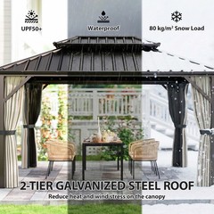10&prime; x 14&prime; Hardtop Gazebo with UPF50+ Double Galvanized Steel Roof