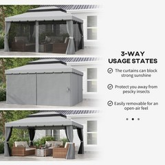 10&prime; x 13&prime; Patio Gazebo with Aluminum Frame for Outdoor, Gray