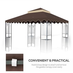 10×10 Ft Outdoor Patio Gazebo Replacement Canopy,Double Tiered Gazebo Tent Roof