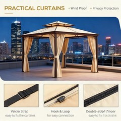 10&prime; x 10&prime; Steel Outdoor Patio Gazebo with Polyester Privacy Curtains