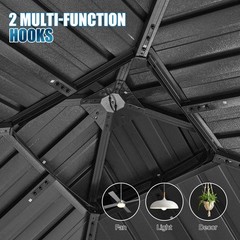 Hardtop Gazebo Dual Roof Netting & Curtains Galvanized Steel for Patio Garden