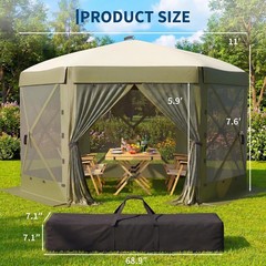 11&rsquo;x11&prime; Pop up Gazebo Screen Tent Screen House Hub Tent Instant Screened Canopy