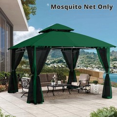 Patio Gazebo Mosquito Netting Screen Walls 10×12, Forest Green