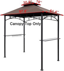 Tatayosi Gazebo Double Tiered BBQ Canopy 8&prime; x 5&prime; Polyester Brown 2887R