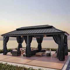 HOTEEL 12×20 Hardtop Gazebo with Metal Roof Heavy Duty Galvanized Steel Gazebo