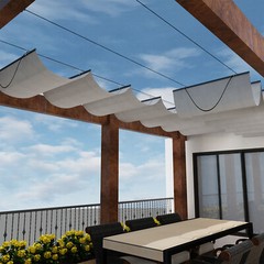 Retractable Canopy Cover Yard Garden Awning Pergola Shade w/ Steel Wire Gray