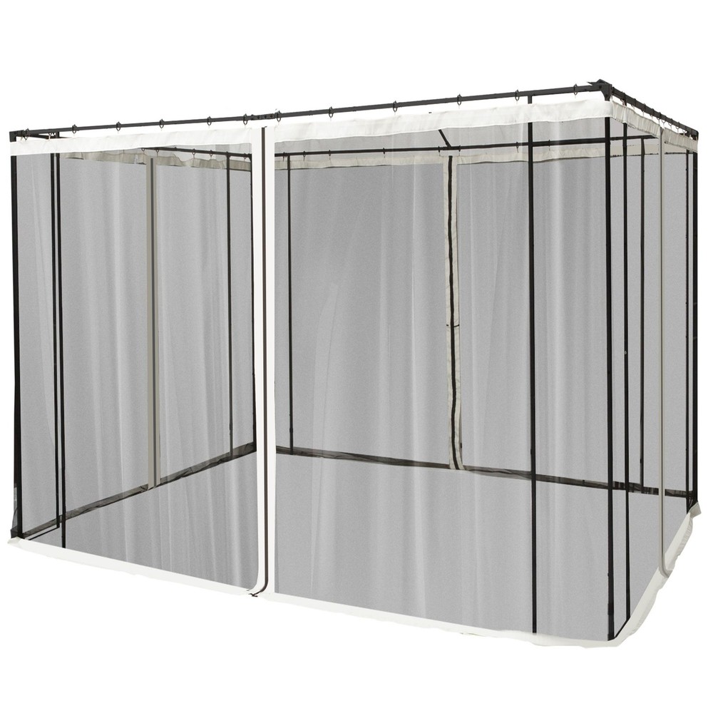 Gazebo Mesh Curtain Kit 9.8×9.8ft Size 6.8ft Height Polyester Fabric with Rings